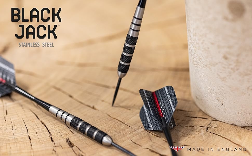 Дарти Harrows Black Jack 24г: професійний набір з металевими наконечниками, Speedline-шафтами, Supergrip-флайтами та кейсом