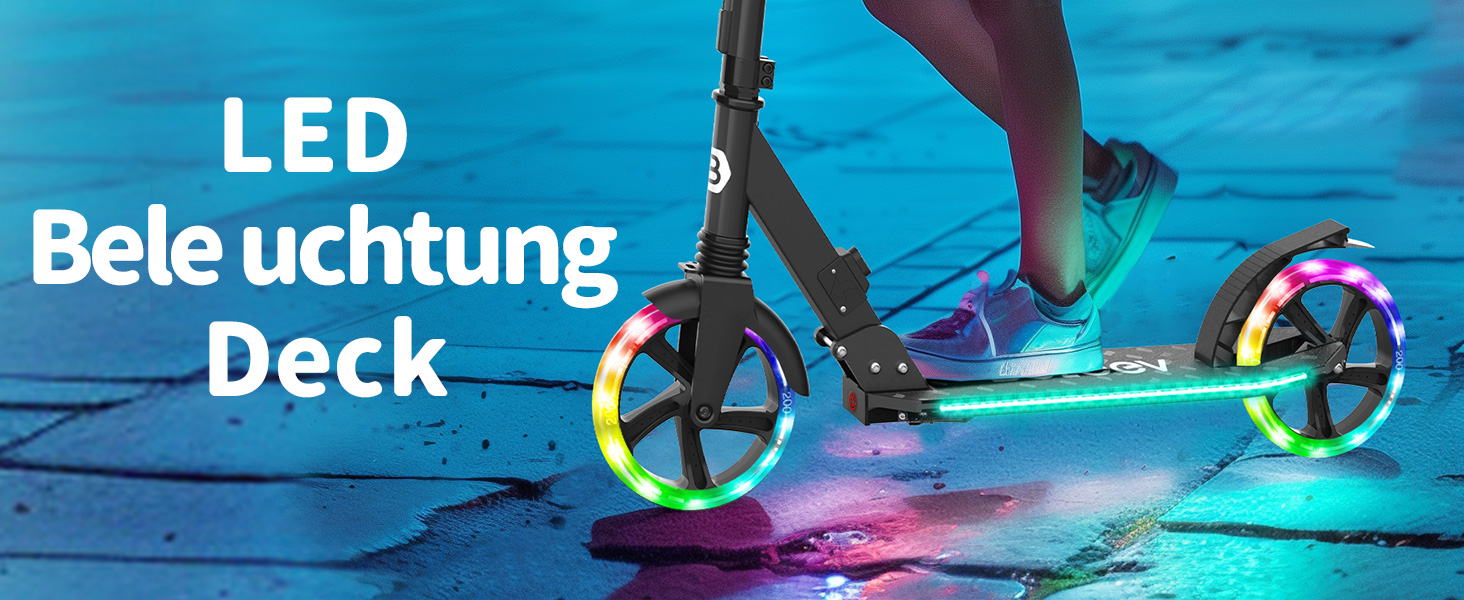 Самокат трюковий BELEEV з LED підсвіткою, регульованою висотою, колесами 200мм, амортизацією, фіолетовий. Для дітей від 6 років, підлітків та дорослих.