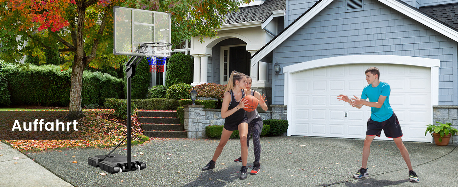 Баскетбольне кільце Gymax вуличне, регульована висота 204-358 см, стійка на колесах, з утяжеленою основою, для підлітків та дорослих 236-305 см