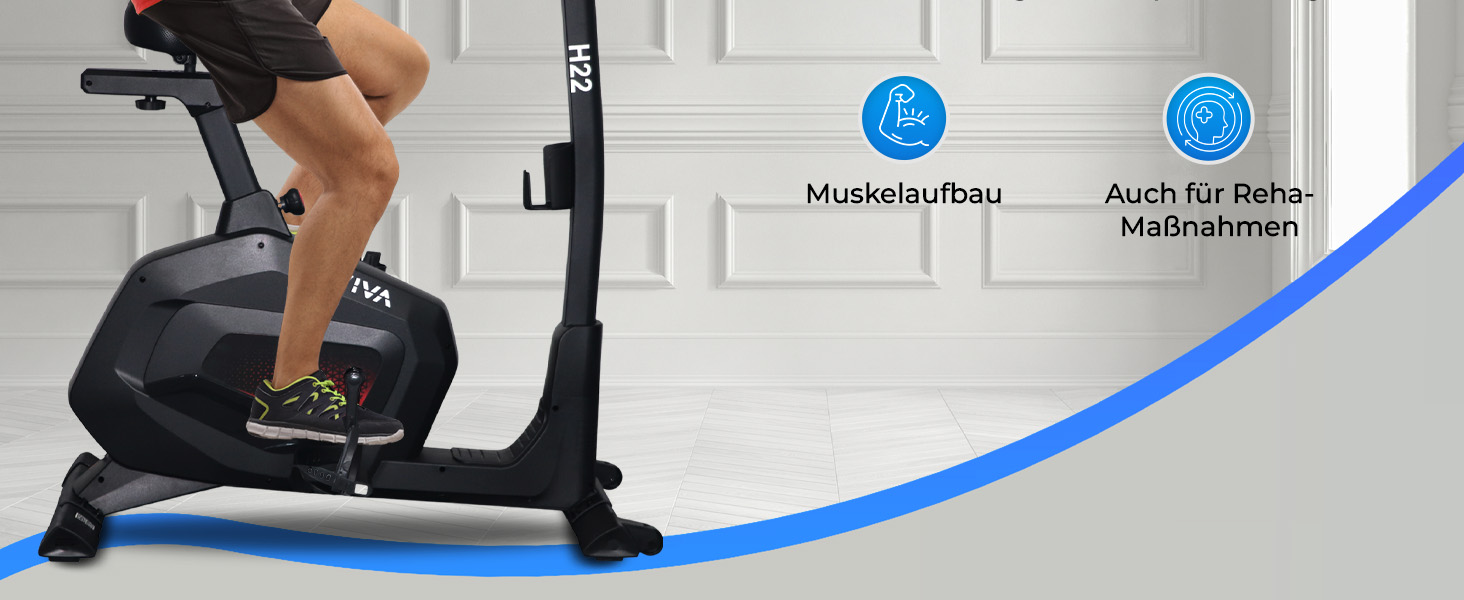 Велотренажер AsVIVA H22 Pro з Bluetooth, магнітним мотором, вимірюванням пульсу та програмами тренувань, сумісний з Kinomap App, для дому