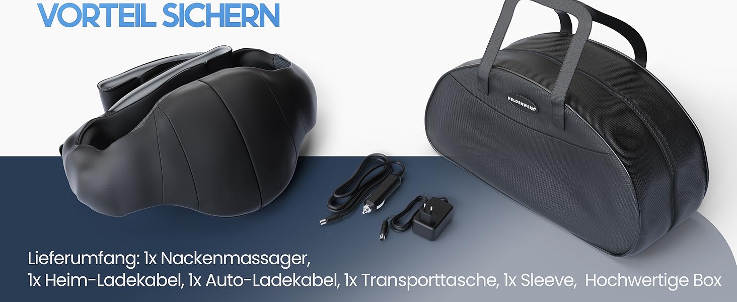 Масажер для шиї та плечей HELDENWERK з підігрівом, шиацу 4D, для глибокотканинного масажу спини, ніг і ступнів, чорний-сірий