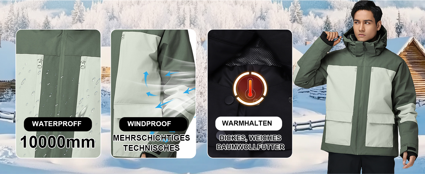 Чоловічий комплект гірськолижний HOTIAN: куртка та штани, водонепроникний, дихаючий, з капюшоном. Ідеально для сноуборду та катання на лижах. Розміри L, LGR+BK