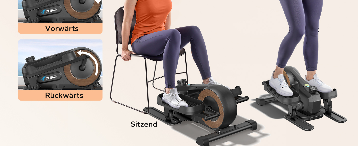 Міні еліптичний тренажер MERACH для дому, електричний крос-тренажер під стіл з пультом, дисплеєм, 12 швидкостей, петлі для ніг, тихий та портативний, для літніх людей та дорослих, E43-Чорний