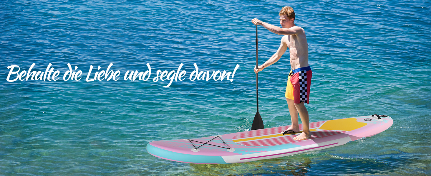 Надувний SUP дошка Stand Up Paddle 305 см для дорослих, рожева. Комплект з аксесуарами, для будь-якого рівня підготовки, вантажопідйомність 200 кг (2 особи)