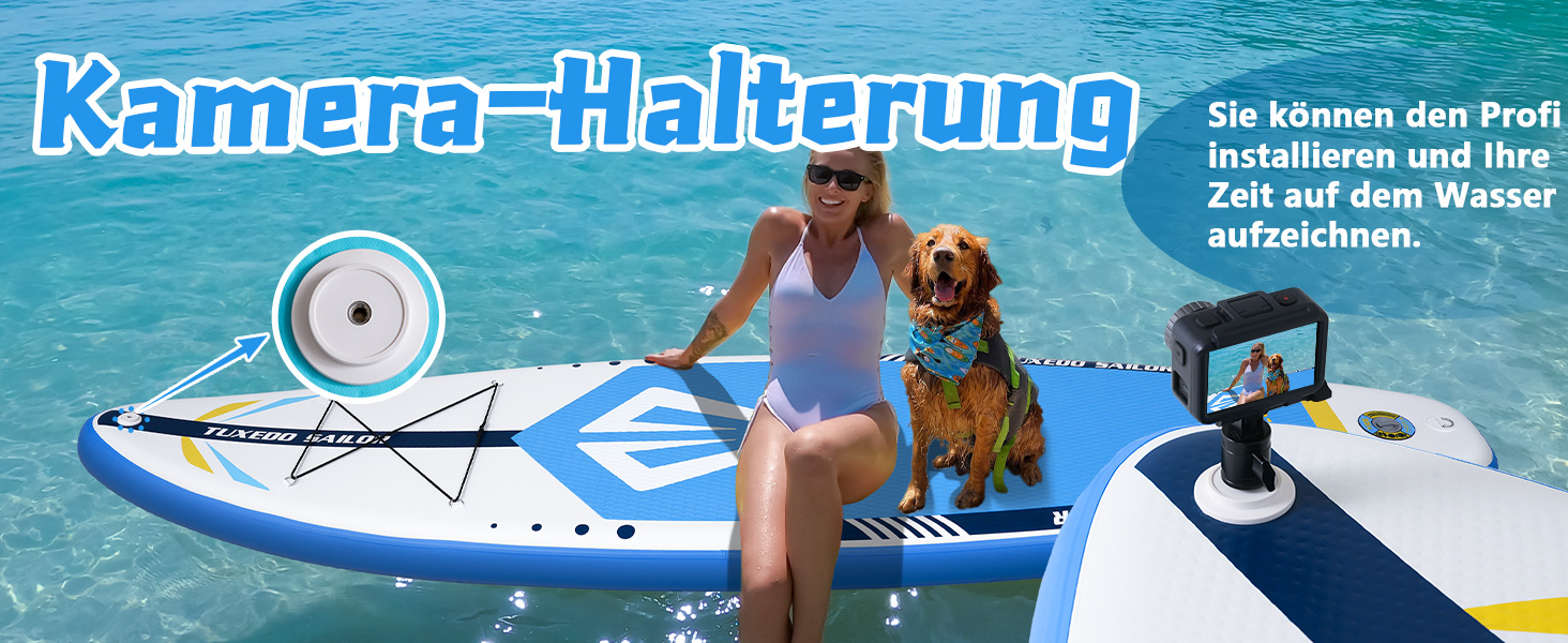 Надувне SUP-борд Tuxedo Sailor Stand Up Paddle Board з аксесуарами, для дорослих та підлітків, блакитний та жовтий