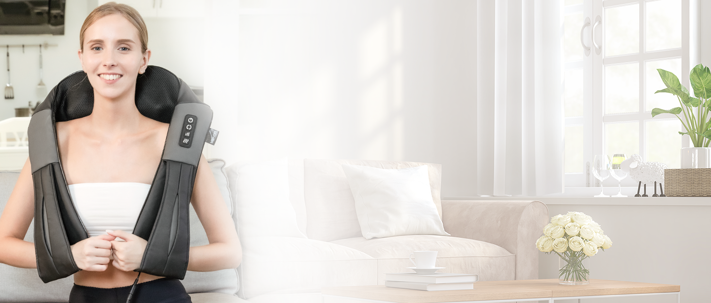 VOYOR HEALTH Масажер для шиї та плечей з підігрівом, електричний 4D Шіацу, для спини, шиї, плечей, знеболення м'язів, модель PJ100