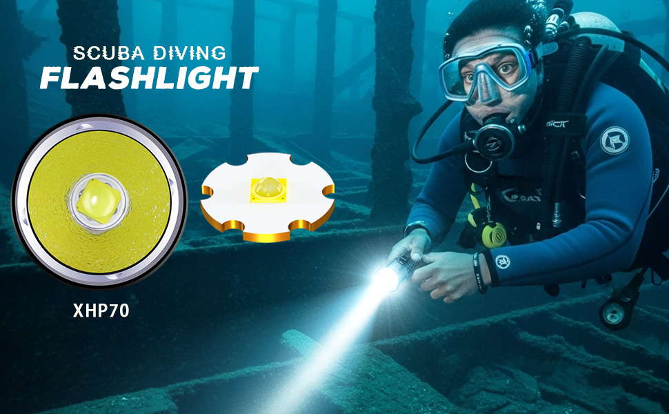 Ліхтар під водою WholeFire 8000 Lumen, IPX8, водонепроникний, 3 режими, акумуляторний, для плавання та дайвінгу