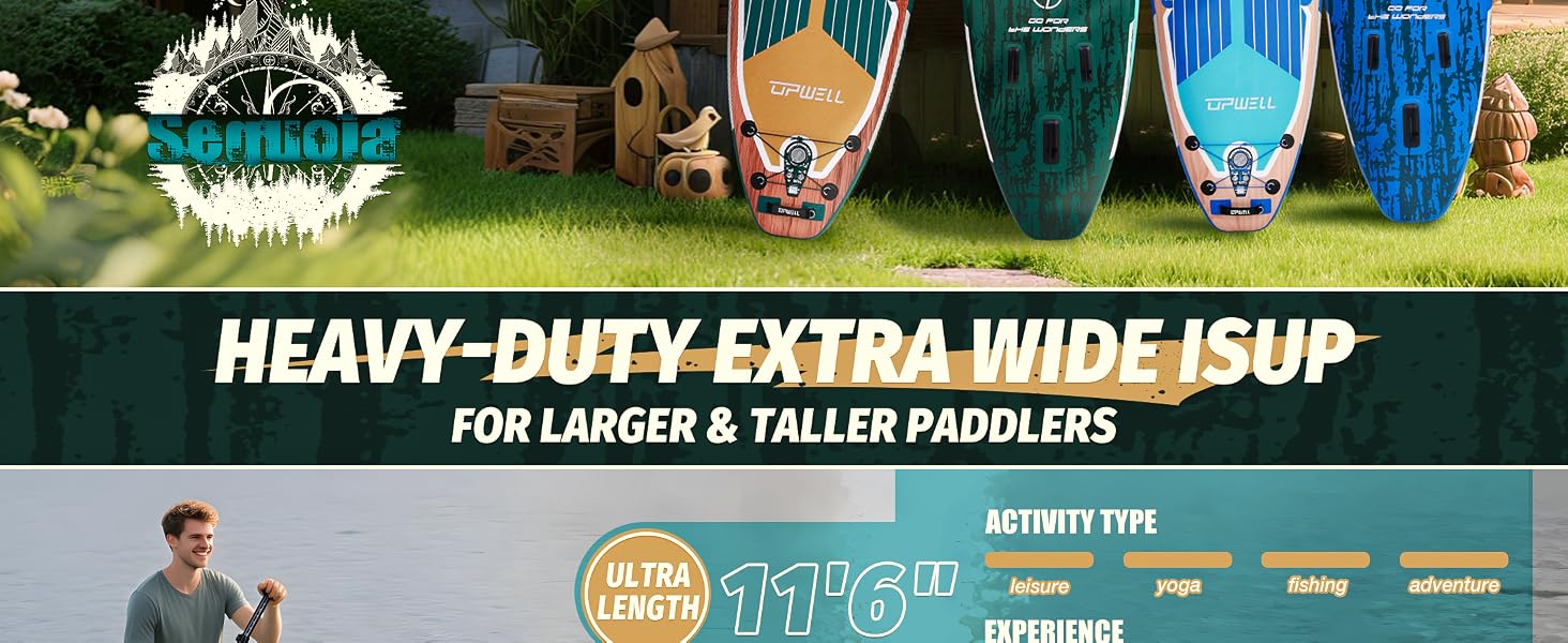 SUP-дошка Upwell 350x89 см, надувна, з сидінням, 2+1, для дорослих та підлітків, Sequoia Green - комплект з рюкзаком, веслом, лішем та помпою