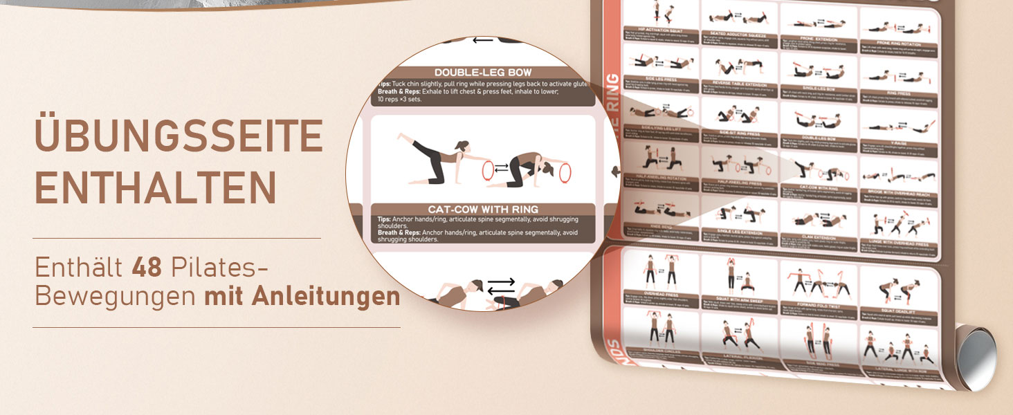 Набір для пілатесу: кільце 38 см, м'яч, гумки та стрічки | Для дому