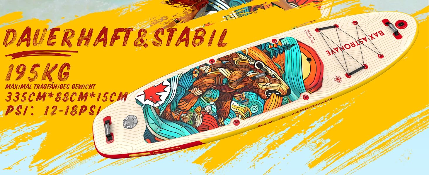 Надувне SUP-борд BAX ASTRONAVE з аксесуарами: насос, весло, сумка (жовтий)