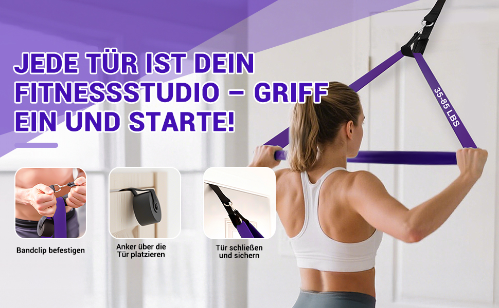 Набір еластичних стрічок для фітнесу та реабілітації (11 шт.) з дверним кріпленням та ручками