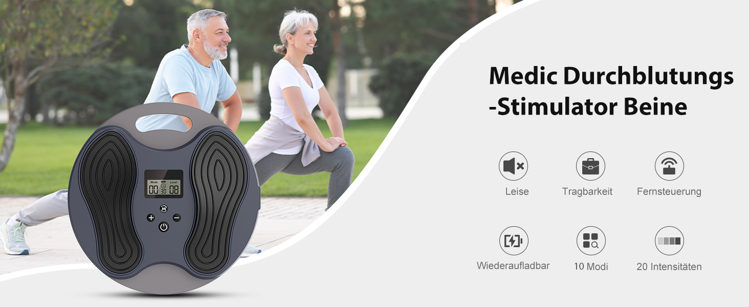 Масажер для ніг Medic Durchblutungsstimulator – EMS/TENS масаж, для нейропатії, фасціїту, м'язової втоми та болю, з 4 електродами