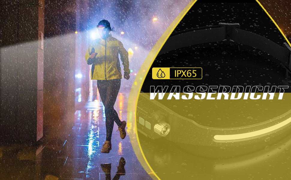 LED налобний ліхтар налобний ліхтар з акумулятором, 400 люмен, 230° широкий кут, датчик, знімний, 9 режимів світла, водонепроникний IPX65, для піших прогулянок, кемпінгу, бігу (2 шт.)