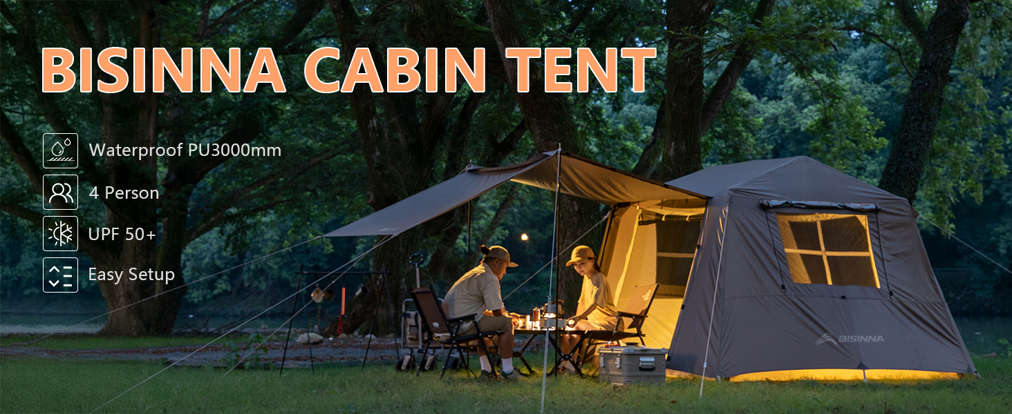 Намет сімейний BISINNA Village 6.0 м² для 4 осіб, тунельний, водонепроникний (3000 мм)