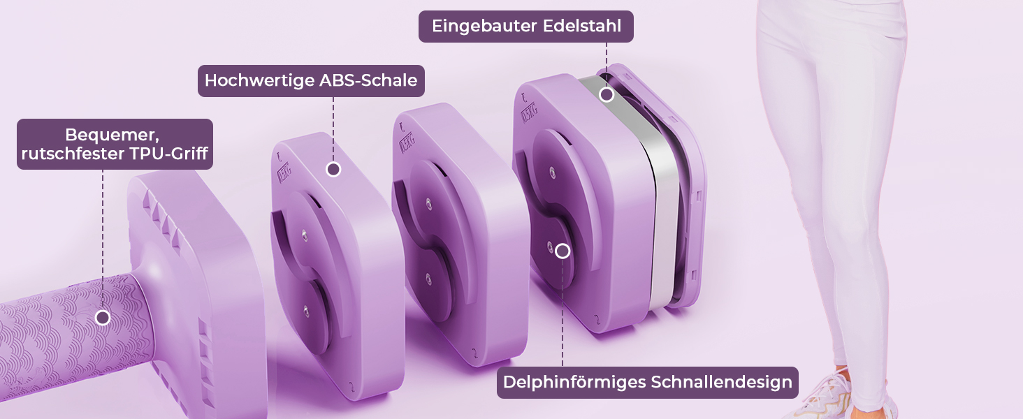 Набір гантелей Dripex регульовані 5 кг x2, з набором дисків 0,5 кг/0,25 кг (фіолетовий)