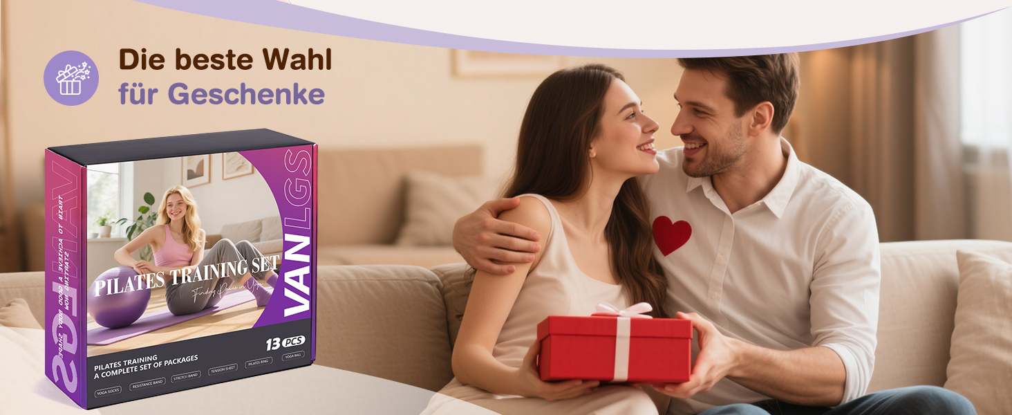 Набір для пілатесу 13 шт: кільце 13', фітбол 10' та еластичні стрічки для жінок. Комплект обладнання для пілатесу для початківців, фітнес-стрічки та аксесуари. Violett