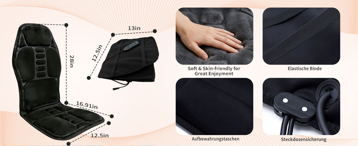 Електрична масажна подушка для спини та шиї з підігрівом та вібрацією. Масажна подушка для крісла, для дому та офісу