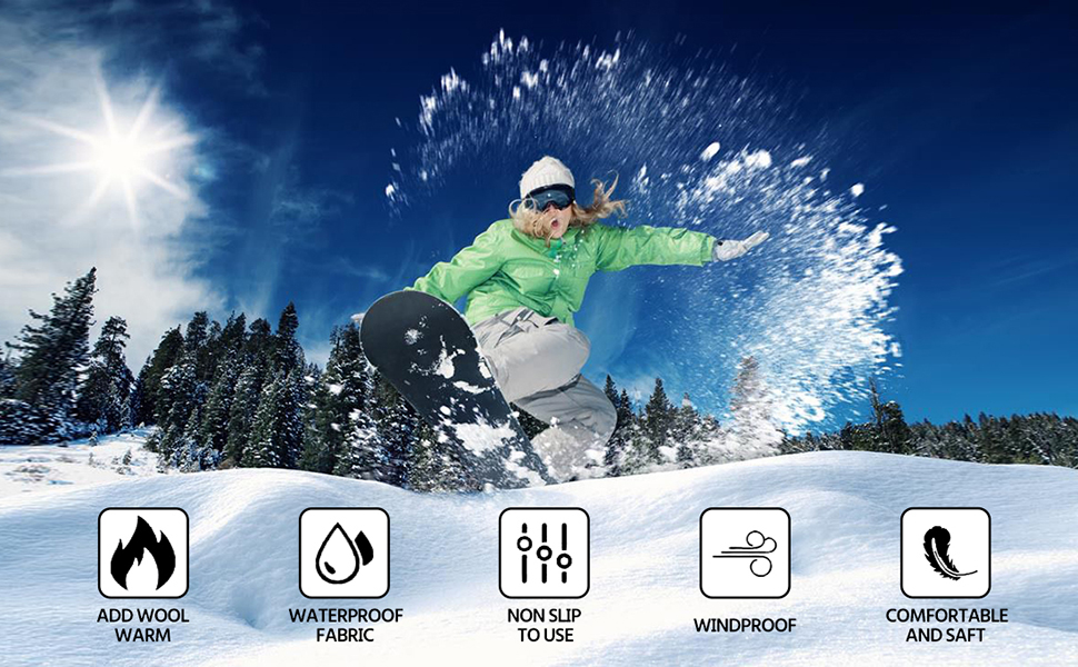 Теплі водонепроникні рукавички Odtmger для снігу, дихаючі, для жінок та чоловіків, сірі, розмір M (для дітей 11-15 років та жінок S-M)