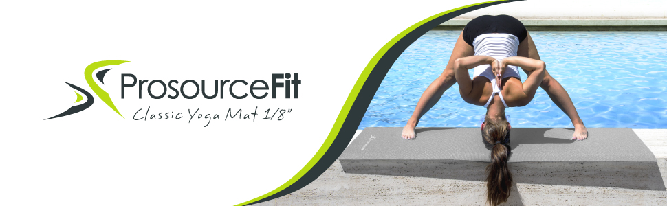 Килимок для йоги ProsourceFit, 183 см, сірий, з антиковзаючим покриттям, 3 мм