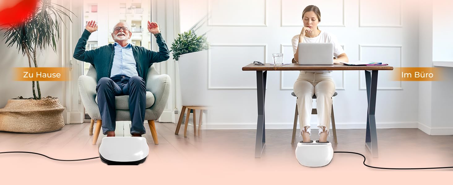 Електричний масажер для ніг преміум-класу | EMS масажер для ніг з функцією Shiatsu, вібрації та підігрівом. Покращує кровообіг, знімає біль при п'яткової шпори та нейропатії. Підходить для розміру ноги до 45. Білий колір