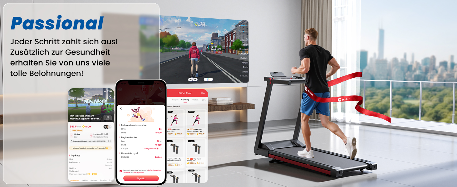 Бігова доріжка для дому 16 км/год, Walking Pad з нахилом 6%, бігове полотно 158 кг, велика площа бігу 112 * 42 см, тихе бігове полотно для дому та офісу, чорно-червоне