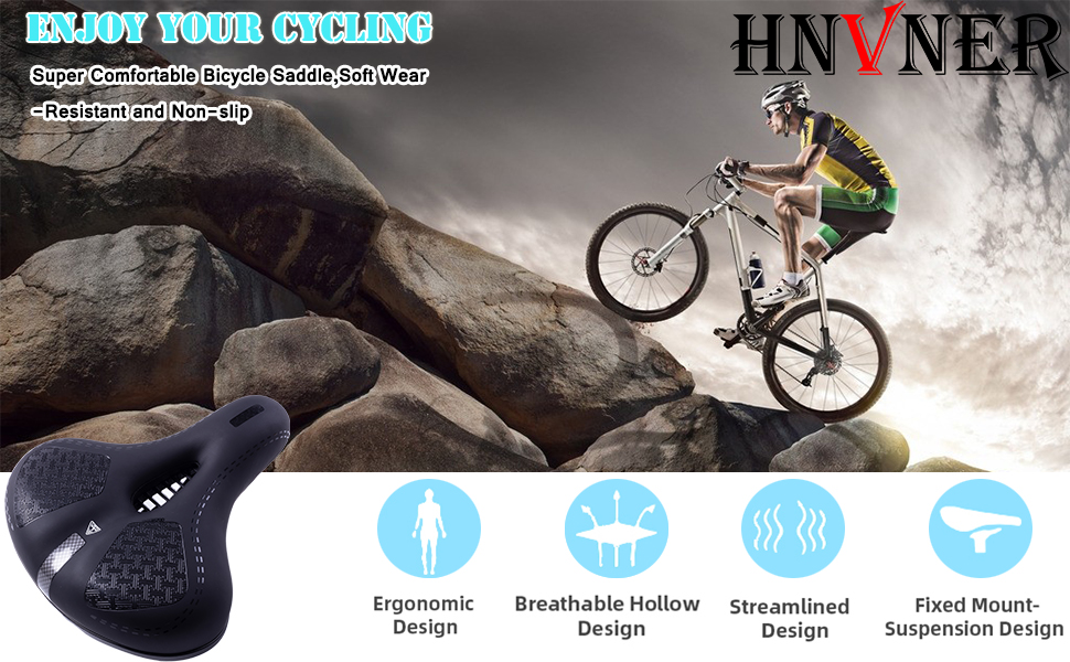 Зручний велосипедний сідло великого розміру з регулятором дощу та світловідбиваючими смугами для чоловіків/жінок, з амортизатором, сумісний з більшістю велосипедів