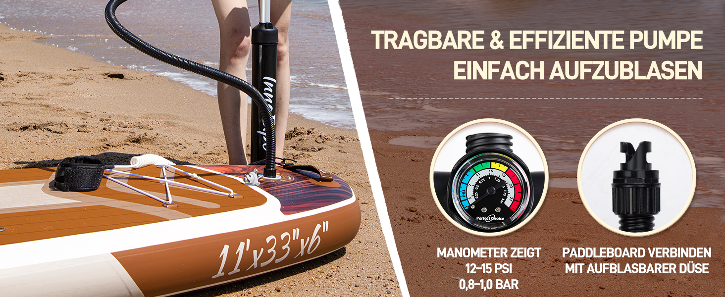 Надувні SUP-дошки InnoExpo 11' з преміум аксесуарами: широка, стабільна дошка з антиковзким деком для підлітків та дорослих (дерево)