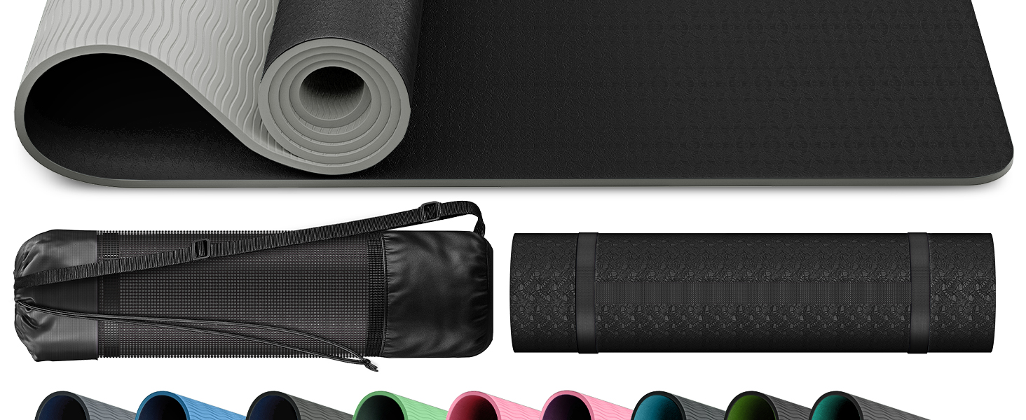 Йога мат RE:SPORT, 183x61x0.6 см, Navy-Blue/Black, без фталатів
