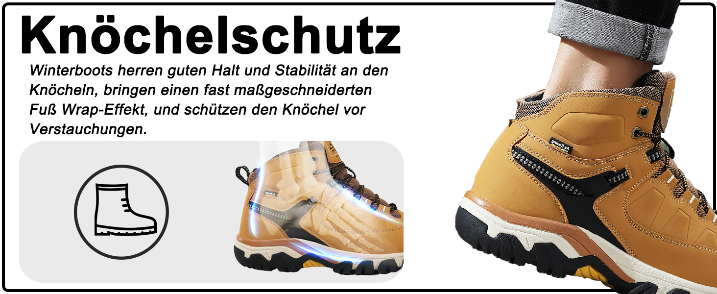 Чоловічі зимові черевики AX BOXING: утеплені зимові чоботи, теплі туристичні черевики для активного відпочинку, зимові боти, трекінгові черевики, розмір 41-46 EU, яскраво-жовтий колір, 42 EU