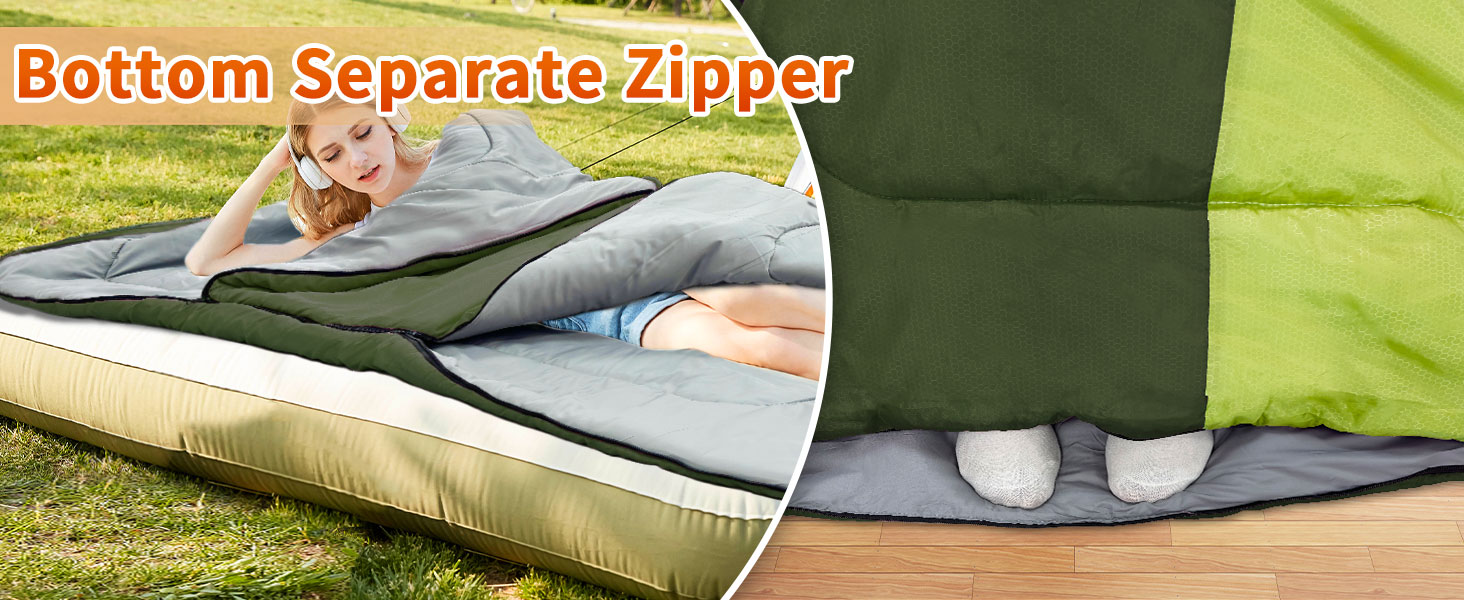 Спальний мішок Outdoor для дорослих, машинного прання, зимовий, водонепроникний, 3-4 сезони, з компресійним мішком, для кемпінгу, походів, подорожей, 0°C-Комфорт, Чорний (Оливковий), 220x85CM-L