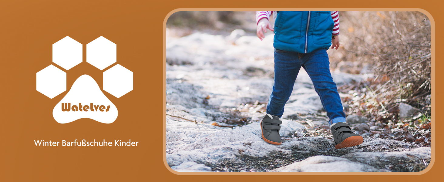 Дитячі зимові ботинки для ходьби Kinder - чорні, розмір 28 EU (Barefoot)