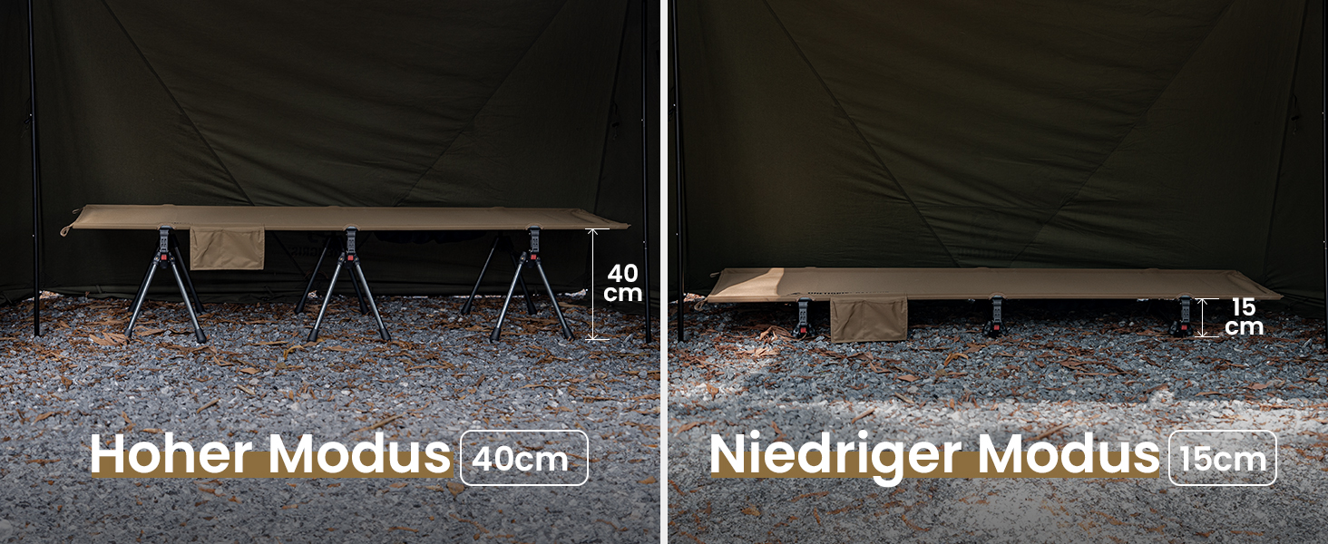 OneTigris SUPRANUBIS розкладне ліжко для кемпінгу 190x70 см, легке, портативне, до 150 кг, для намету, відпочинку на природі, подорожей, саду, офісу, колір Койот