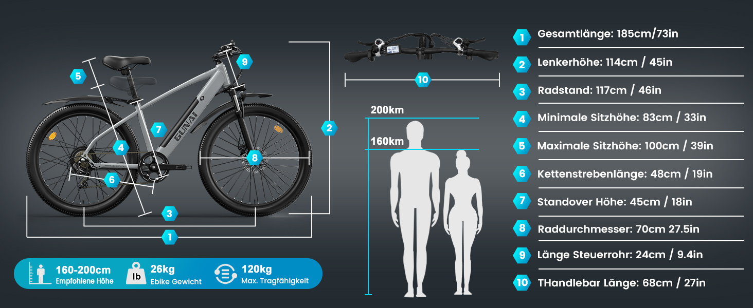 Акумулятор GUNAI GN27 E-MTB 48V 10.4AH 7 передач датчик моменту