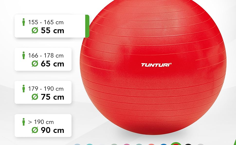 М'яч для фітнесу Tunturi Anti Burst 65см з насосом, червоний