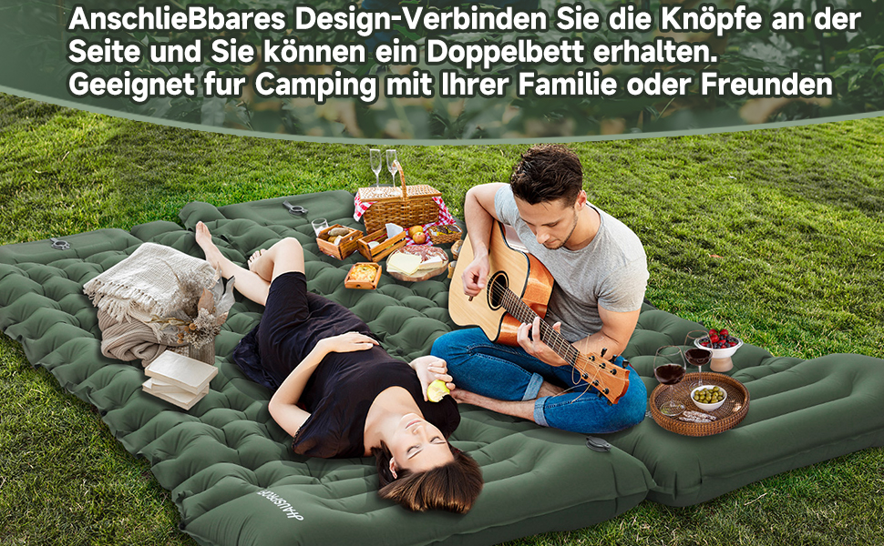 Килимок туристичний самонадувний HAUSPROFI, Ultraleicht, для кемпінгу, з помпою та подушкою, армійний камуфляж