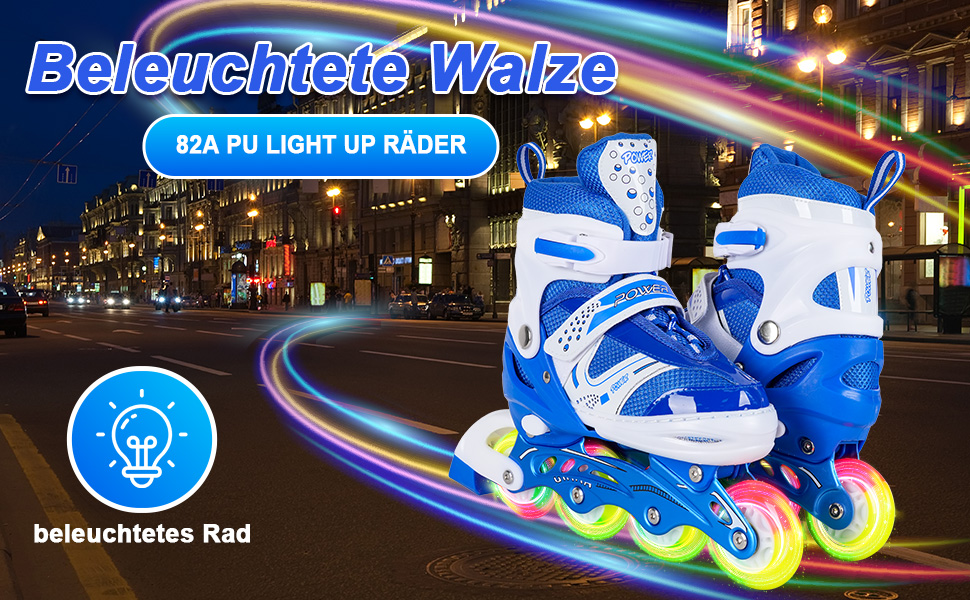 Дитячі ролики JIFAR Inliner Kinder з регульованим освітленням, розміри 30-33, 34-37, для хлопчиків та дівчаток, блакитні