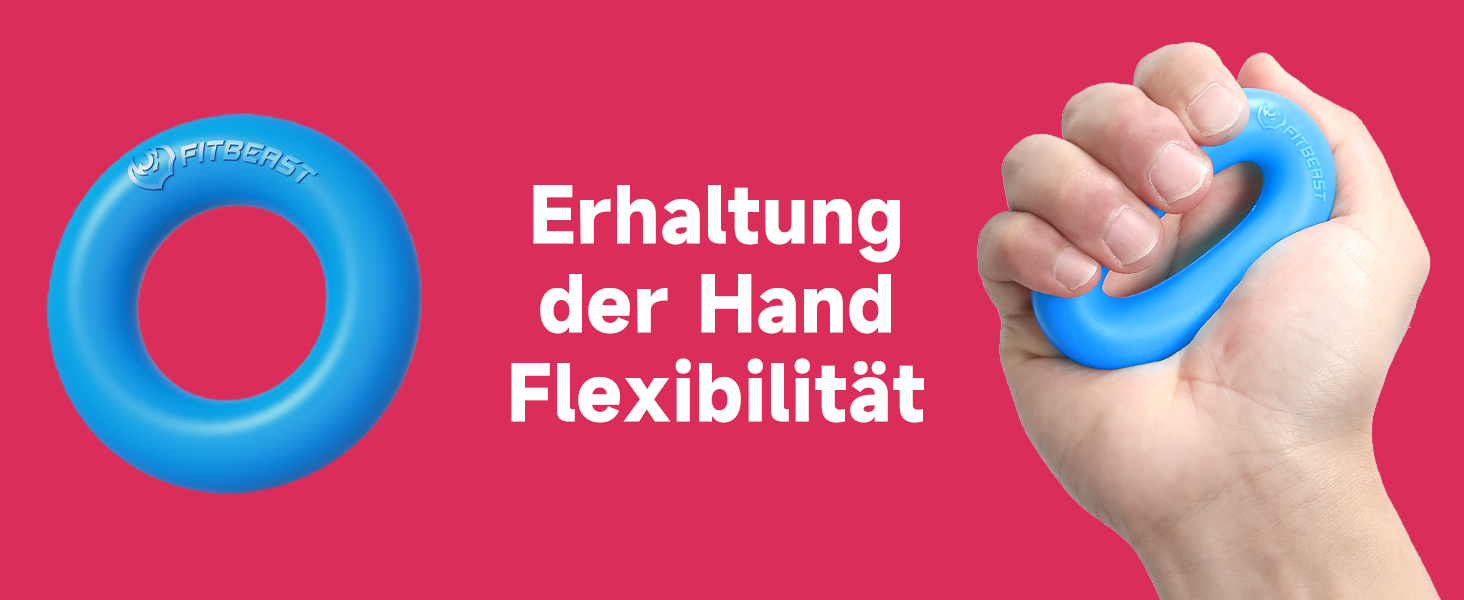 FitBeast Тренажер для рук та пальців, набір 5 шт. - регульований тренажер, тренажер для пальців, тренажер зап'ястя, кільце для тренувань та куля для зняття стресу (Світло-блакитний)