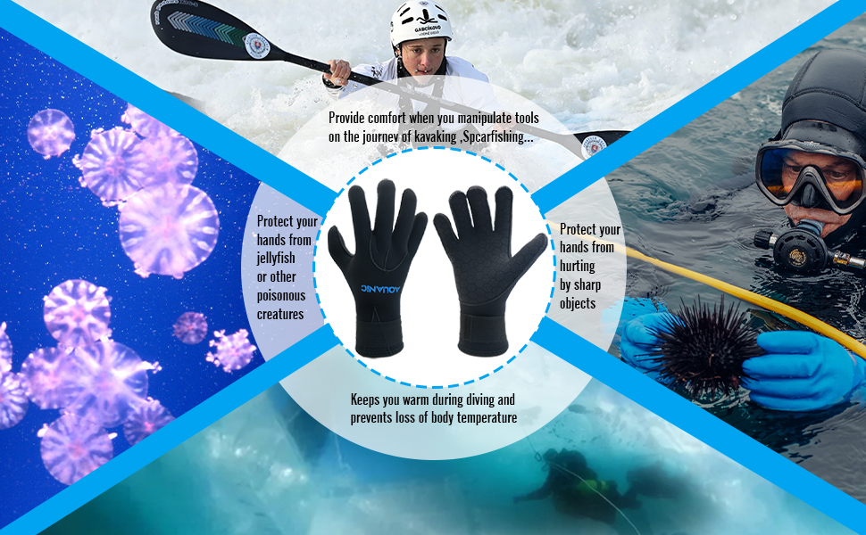 Нейтрик Неопренові рукавички для дайвінгу 3мм, чорні. Рукавички для дайвінгу та снорклінгу для чоловіків та жінок. Захист від холоду, антиковзаюча поверхня, регульований манжет.