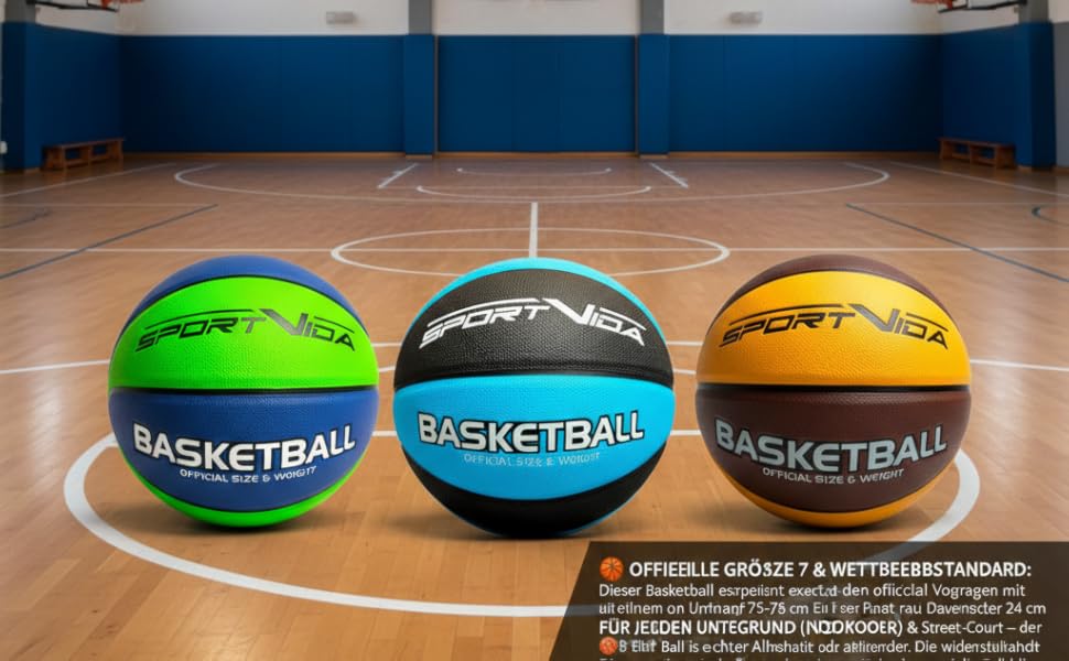 Баскетбольний м'яч SportVida, розмір 7 - для залу та вулиці, преміум PU-шкіра, антиковзкий, для бетону та залу, офіційний розмір (75-78 см), коричнево-жовтий