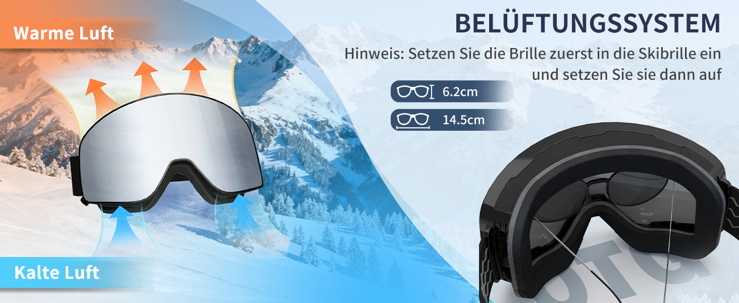Скі-маска VCOROS з змінним склом, унісекс, захист від УФ, проти запотівання, срібно-білий колір + лінза (VLT13%)