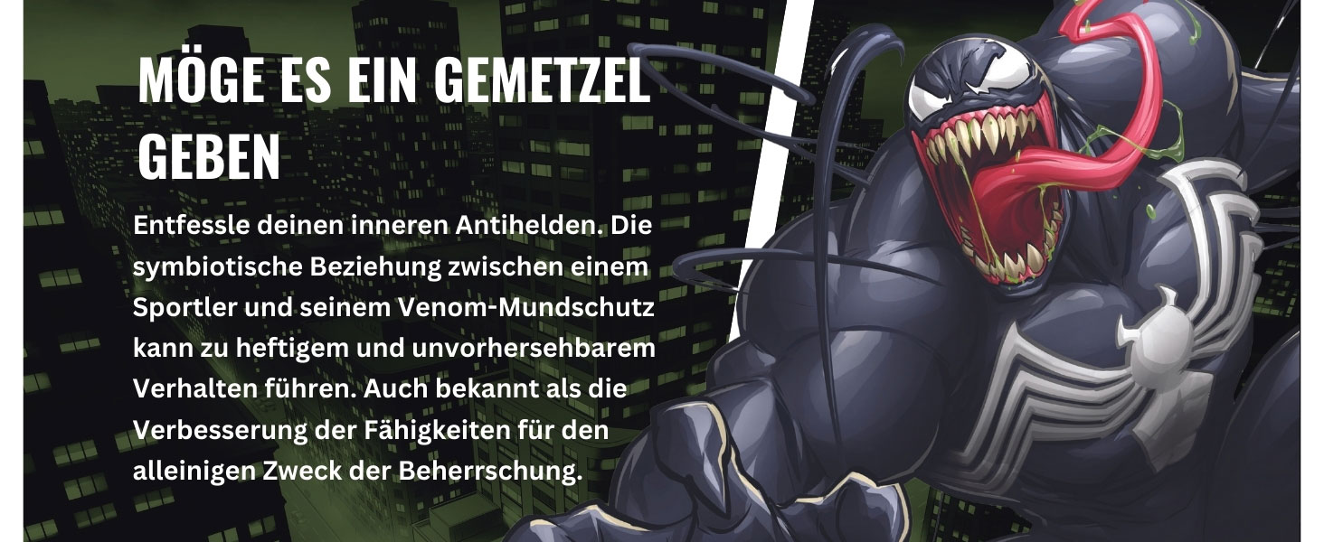 Капа спортивна Marvel Venom для захисту зубів з брекетами, універсальний розмір. Захист для регбі, MMA, боксу, хокею та інших контактних видів спорту