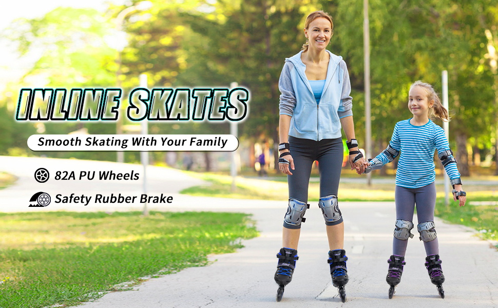 Роликові ковзани Nattork для дітей та дорослих, 4 розміри, регульовані, турквіс, X-Large (EU 37-40/240-260)