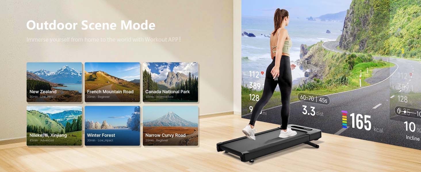 Bluearth Walking Pad: Ходункова доріжка з регулюванням нахилу 10%, стіл для бігу, смарт-додаток, доріжка для дому з LED-дисплеєм, чорний колір