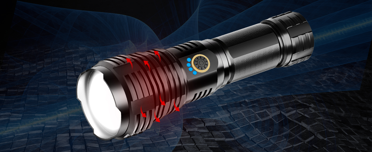 Ліхтарик LED Glarylight 600000 Люмен, XHP70.2, USB, IPX7, Zoom, для активного відпочинку та надзвичайних ситуацій