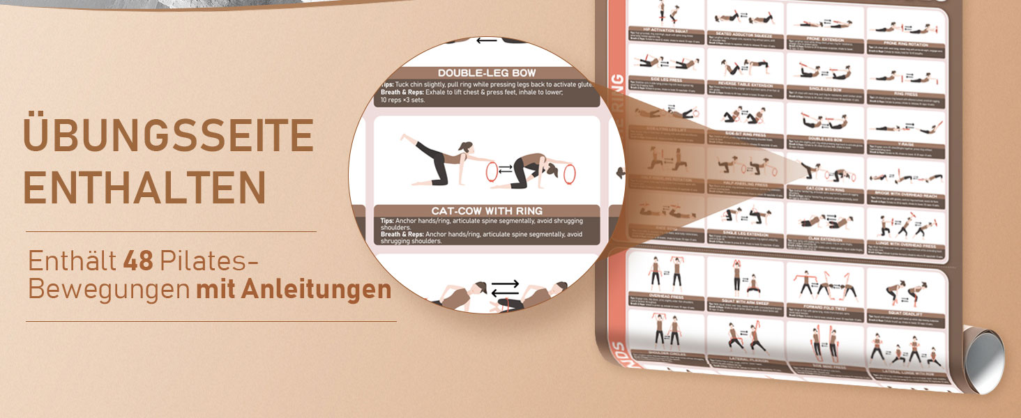 Набір для пілатесу: кільце 38 см, м'яч, гумки для фітнесу (3x, 2x) та килимок (Gletschergrau)