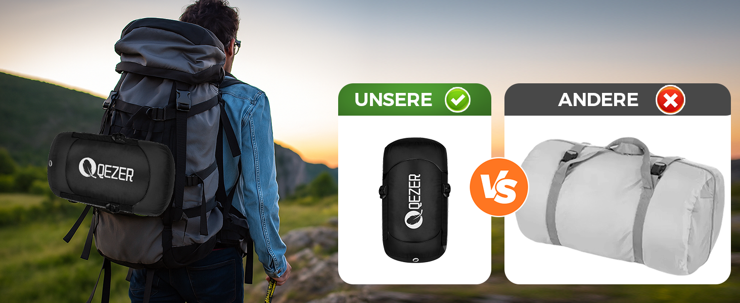 Сплячий мішок XXL з пуху на 3-4 сезони, 230x100 см, для дорослих, кемпінг, походи, подорожі (Чорний, -3°C)