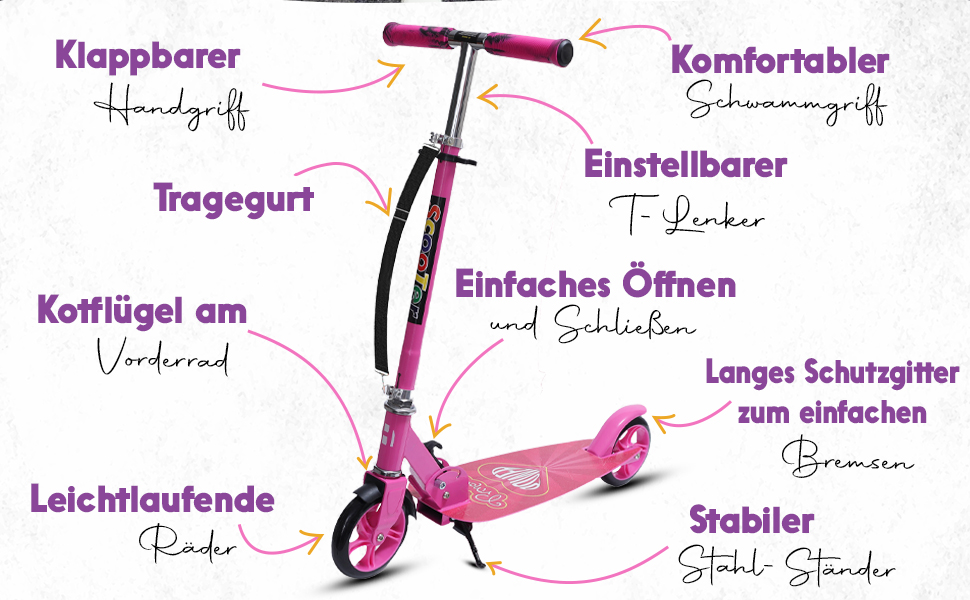 Самокат дитячий Habib Cityroller складаний, регульований, для дітей та підлітків (6-16 років), чорний