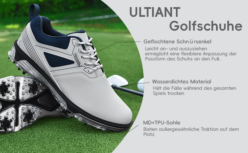 Гольф-взуття чоловіче ULTIANT, водонепроникне, з шнурівкою, дихаюче, для тренувань (сірий, 48 EU)