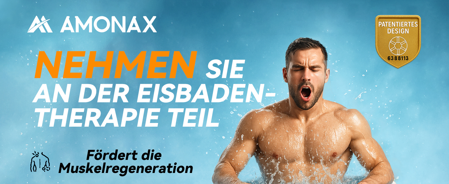 Тонна для криотерапії Amonax Eisbaden: портативна ванна для холодової терапії з термометром, кришка та покриття, чорний колір