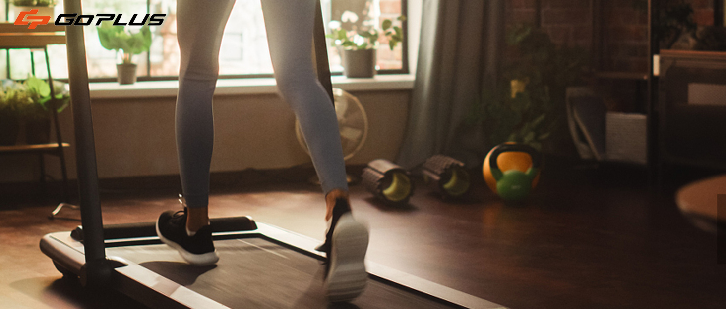 GOPLUS Біговий доріжка 2-в-1 складана з пультом, електрична з керуванням через APP, Bluetooth, тримач для телефону, швидкість 1-12 км/год, до 120 кг, блакитна